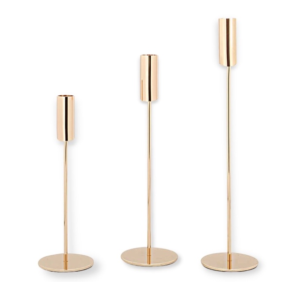 BRAND NEW in box Champagne Gold Taper Candle Holders Set of 3-Tall and GORGEOUS! - Picture 8 of 9